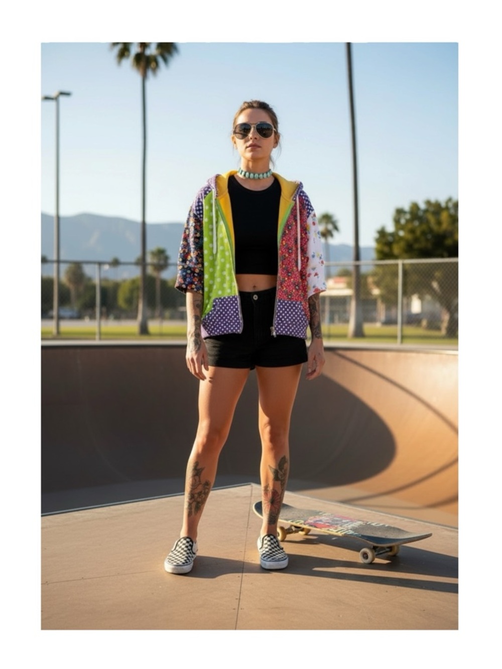VHTF: Y2K Lucky Brand ✿ Patchwork Crop Zip Hoodie ✿ Floral Polka Dot Print ✿ L